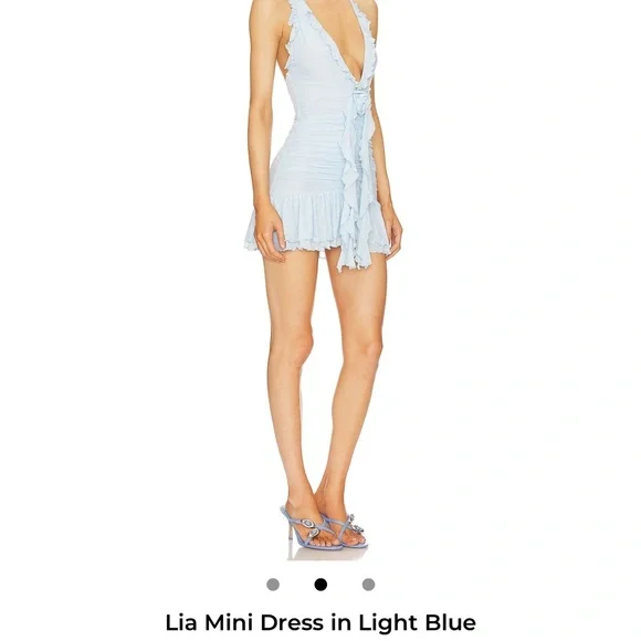 Lia Sky Blue Ruffle Mini Dress - Picture 2 of 3